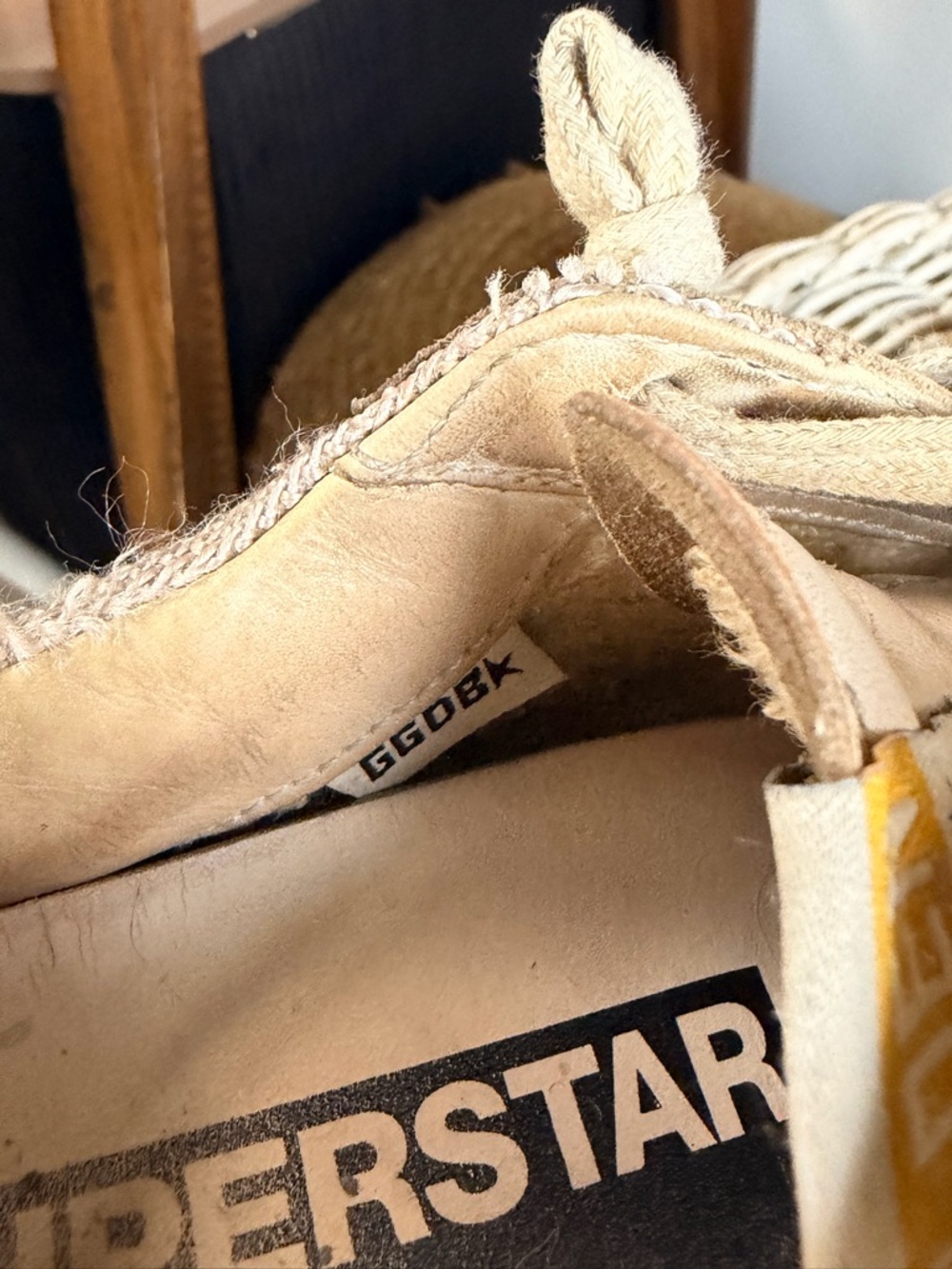 Golden Goose Beige Canvas Sneaker with Black Star - Picture 6 of 9